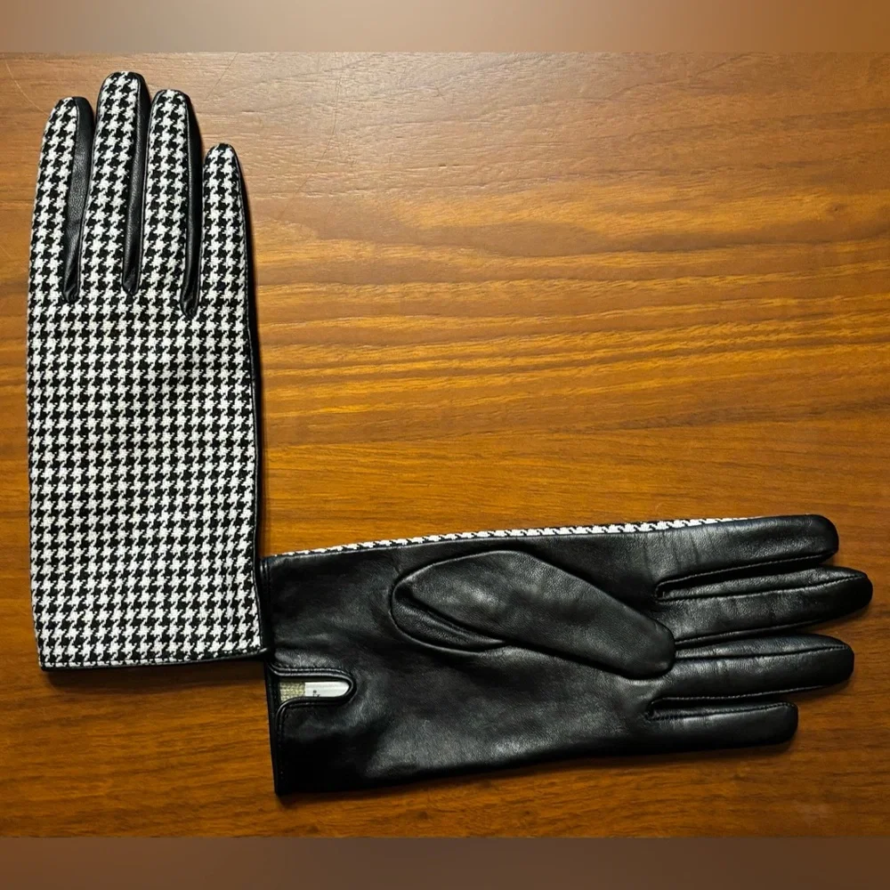 🌼2/$20🌼Worthington Black & White Houndstooth Gloves EUC